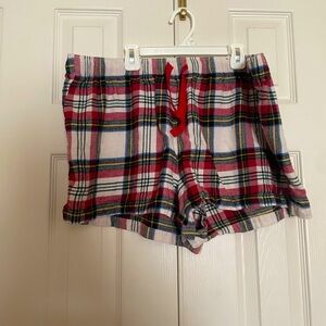 Old Navy Plaid Lounge Shorts with Red Drawstring